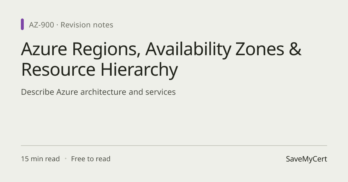 Azure Regions & Availability Zones: AZ-900 · SaveMyCert